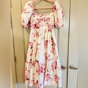 Abercrombie & Fitch Floral Midi Dress - White and Pink